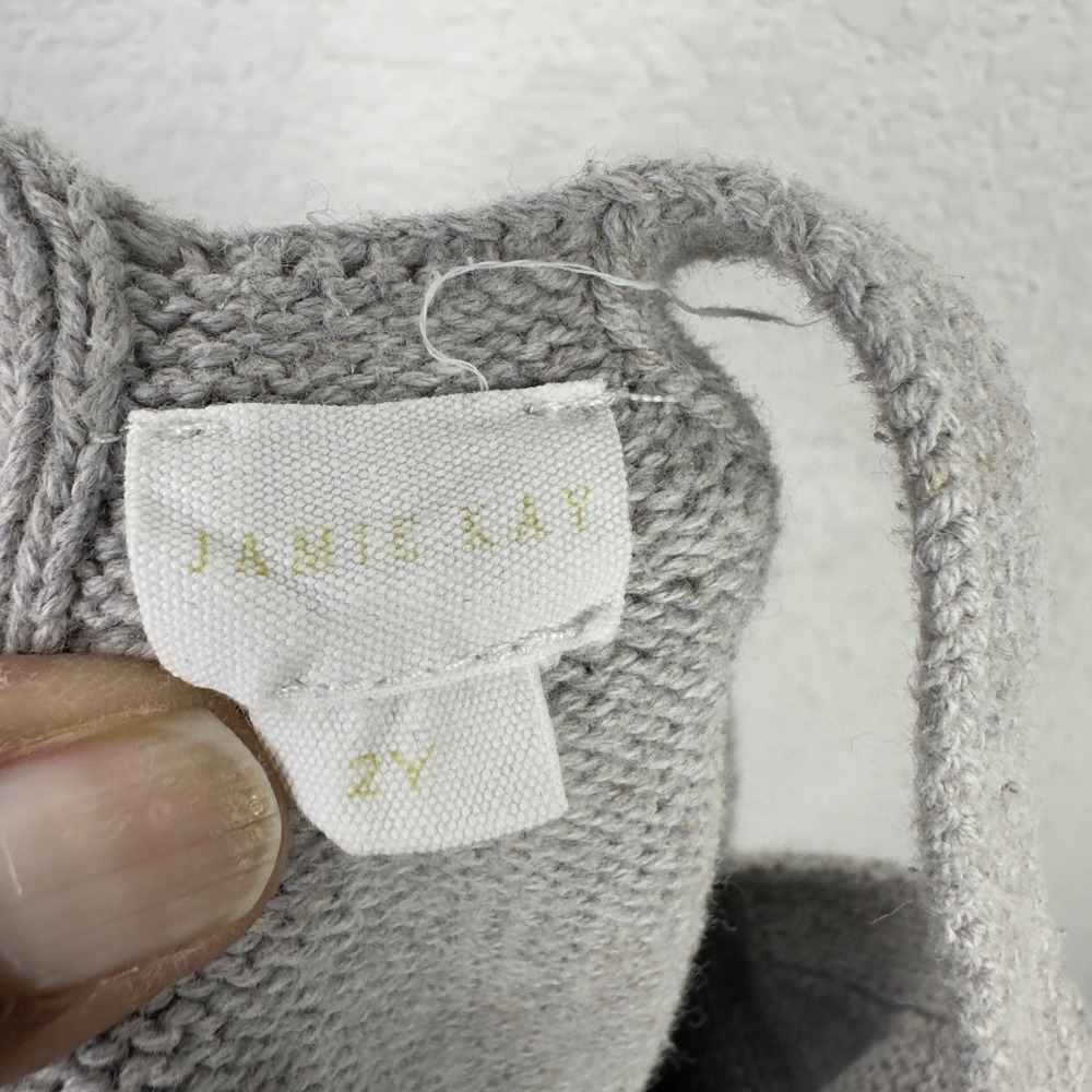 Jamie Kay Romper Kids 2Y Gray Cotton Knit Overalls Jumper Neutral Minimalist - Picture 5 of 7